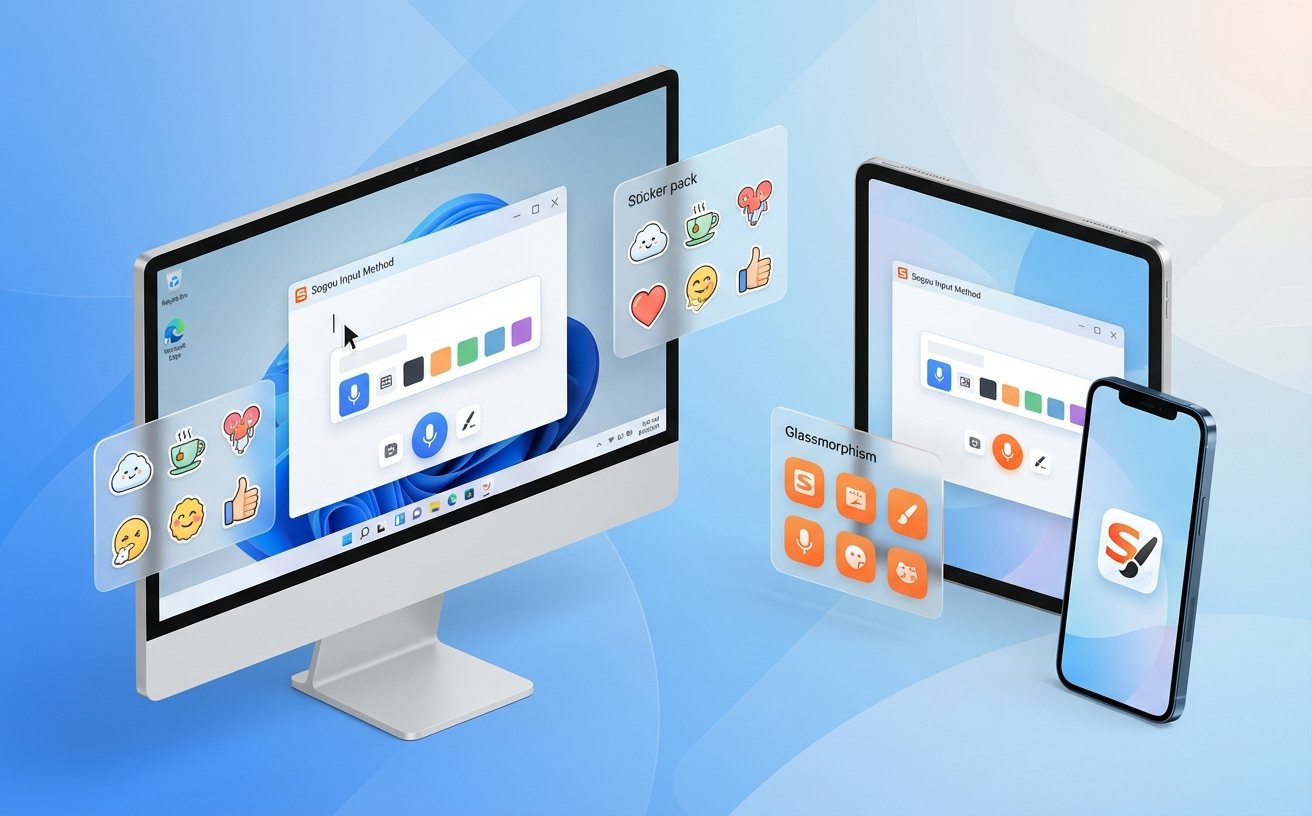 搜狗输入法多平台界面与智能打字功能展示